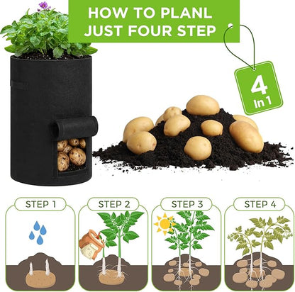 2 Pack 30 Gallon Potato Grow Bags with Harvest Window, Durable Garden Planter Bags with Handles for Potatoes, Tomatoes, and Vegetables - Indoor & Outdoor Gardening Supplies (Black,Green)