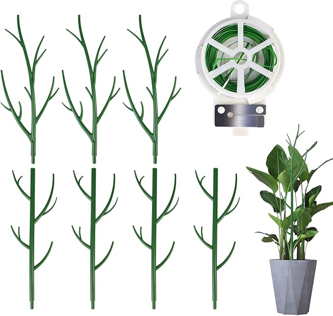 7 Pack Monstera Plant Support - 24.4" Plant Support Stakes for Indoor Plants Sticks Support Tall Indoor Plant Stakes with Twist Ties Stackable Plant Stem Support for Monstera Plants
