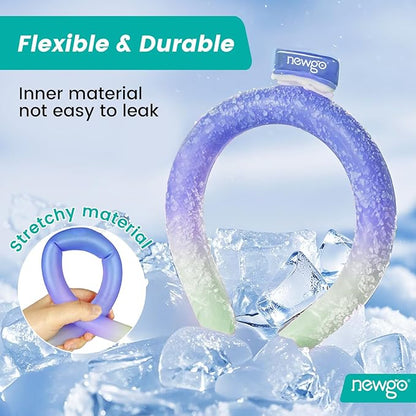 NEWGO Neck Cooling Tube Reusable Ice Cooler Cold Pack for Summer Heat, Ice Neck Ring for Outdoor Workers, Athletes, Sports Enthusiasts, Hot Flash Sufferers, Campers, Blue-Yellow Gradient