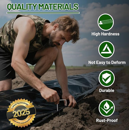 122 Pack 6in Landscape Staples Galvanized Garden Stakes Plant Stakes for Garden,Yard,Field,Plastic Sheeting,Cages