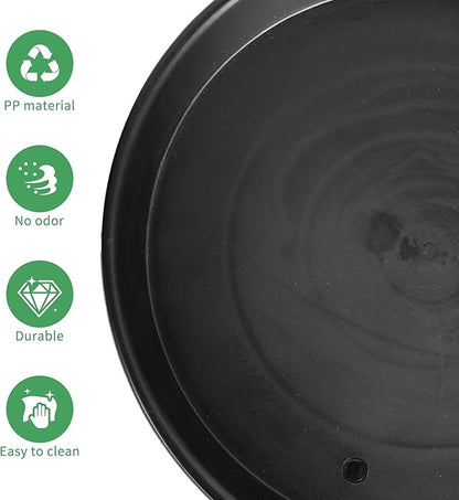 12 Inch Round Plastic Classic Plant Saucer, 6 Pack Plant Saucer Tray, Plastic Plant Trays for Pots, Extra-Deep Plant Water Dray Tray, 12",Black