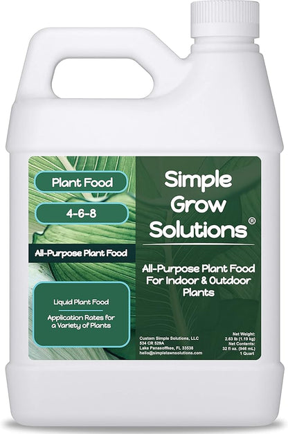 Liquid Plant Food All Purpose- House Plant Fertilizer- Liquid Fertilizer for Indoor Plants & Vegetable Garden- Concentrated Plant Nutrients - Green, Growth - Simple Grow Solutions- 32 Ounce
