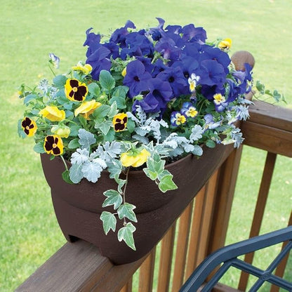 Emsco Group 2435-1 Bloomers Self-Watering 24" Weatherproof Resin 6" Railings – Brown Rain Planter Grow Box, Earth