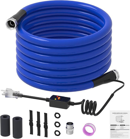KORVOS 50FT RV Heated Drinking Water Hose, Lead-free,BPA Clean and Safe Heating Water Hose, Heated Hose with Insulation Sponge Anti-freeze and Leak-proof, Heater Garden Hose Suitable for RV&Camping