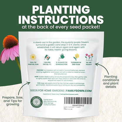 Purple Coneflower – 7,000 Seeds for Planting – 2026 Season – 1 Ounce Pouch