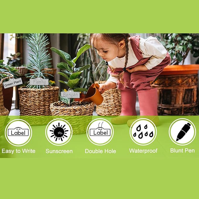 Aluminum Plant Tags 100Pcs with 100 Ties, Waterproof Garden Labels for Outdoor Identification, Greenhouse and Tree Markers for Plants Flowers Vegetables, Durable Metal Tags for Cables Equipment Pets