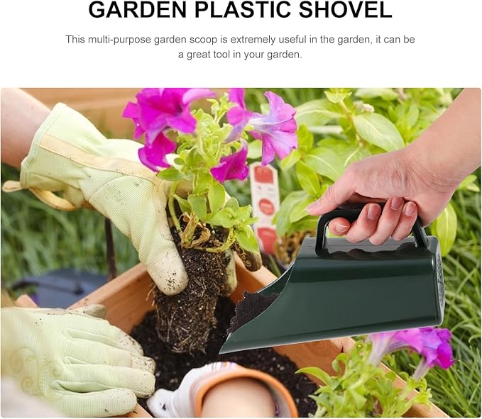 Kisangel Garden Soil Scoop Plastic Bucket Shovel for Potting Succulents Plant Soil Sifting and Transplanting Tool 8.54 Inch