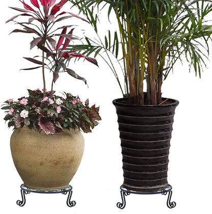 Brown Plant Stand for Flower Pot Heavy Duty Potted Holder Indoor Outdoor Metal Rustproof Iron Garden Container Round Supports Rack for Planter Bronze, Pumpkin Stand Outdoor