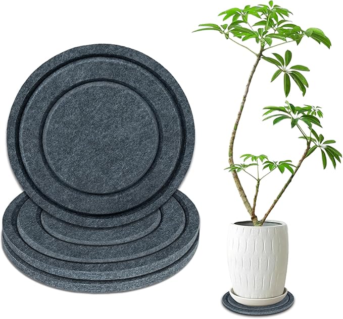 BXI Felt Plant Saucer Mat - 3 Pcs 10 Inch Water Absorbent Planter Coaster, Thick Flower Pot Saucer Pad, Planting Drip Tray for Indoors, Fabric Protective Plate for Tabletop and Floor Surface