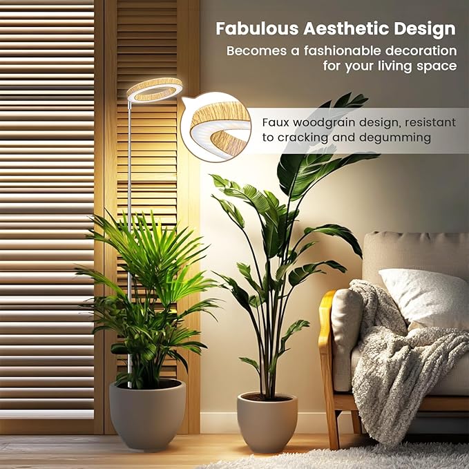 Grow Lights for Indoor Plants, Full Spectrum Plant Grow Light with 6/12/16H Timer, 3 Color Modes, 5 Brightness, 10"-65" Height Adjustable Growing Lamp for Large Indoor Plants (2 Pack)