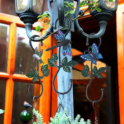 Large Decorative S Hooks, Set of 3 Plant Hangers, Beautiful and Vivid Plant Hook for Hanging Outdoor Indoor Garden Plants, Flower Baskets, Pots, Bird Feeders