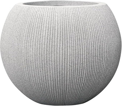 11.8" H X 14.5" D Round Plastic Planter with Drainage Hole & Plug, Large Lightweight Plant Pot, Stone Looking,Recyclable,Durable, Weather/UV Resistant for Indoor Outdoor, (8.9" Opening), Gray