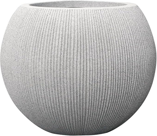 11.8" H X 14.5" D Round Plastic Planter with Drainage Hole & Plug, Large Lightweight Plant Pot, Stone Looking,Recyclable,Durable, Weather/UV Resistant for Indoor Outdoor, (8.9" Opening), Gray