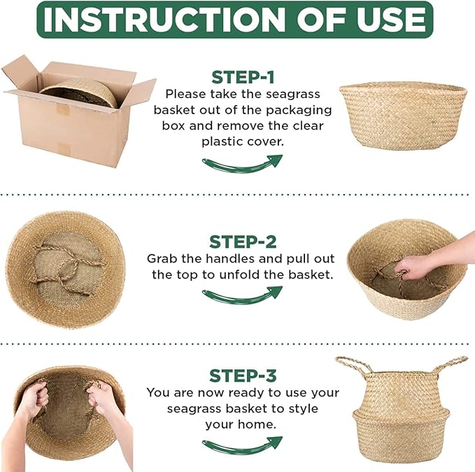 Olive Tree Basket – Wicker Seagrass Planter for Tall Indoor Faux Plants, Decorative Rattan Basket Cover for Houseplants, Snake Plant, Monstera, 7-8 Inch Pots (Original, Medium)