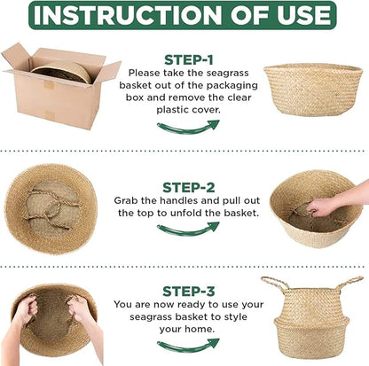 Olive Tree Basket – Wicker Seagrass Planter for Tall Indoor Faux Plants, Decorative Rattan Basket Cover for Houseplants, Snake Plant, Monstera, 7-8 Inch Pots (Original, Medium)