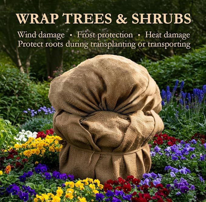VViViD Gardening Burlap Roll (40” x 80ft) Tree Wrap Natural Jute Fiber Material, Weed Barrier, Plant Care from Elements, Craft Projects and Part Decor