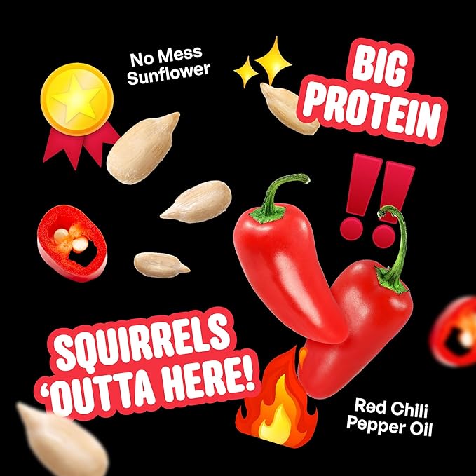 Hearts on Fire Hot Bird Seed – 10 lb. 100% Hulled Sunflower Hearts with Chili Pepper Oil – No Waste Bird Seed for Outside Feeders