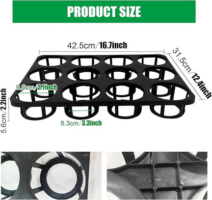 12 Cell Round Nursery Pots Tray, Plant Pot Shuttle Carry Holder and Trays for 4 inch Round Plastic Nursery Pots Flowerpot Carrier Transporting (16.75" 12.43", 2.1" Deep, 5-Pack)