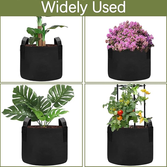 TCBWFY 5 Gallon Grow Bags,6 Pack Heavy Duty Thickened 300g Non-Woven Fabric Pots with Sturdy Handles,Garden Bags to Grow Vegetables Flowers