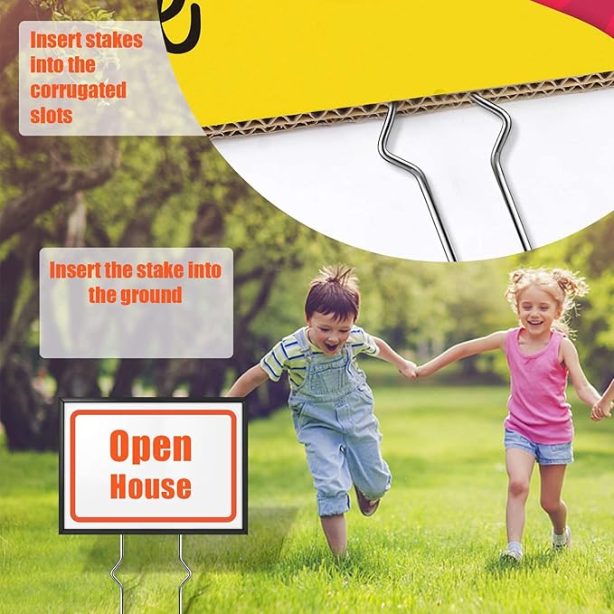 18 Pack Yard Sign Stakes - Heavy Duty Metal Wire Stakes for Garden Lawn Signs 13'' Alternative to H Frame Stakes for Corrugated Plastic Yard Signs Holder