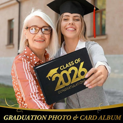 Spiareal Class of 2026 Card Organizer Set Greeting Card Holder 6 x 8 Inches 100 Pages Stamping Binder Album Display Organization Storage for Memory Greetings Photo Gift