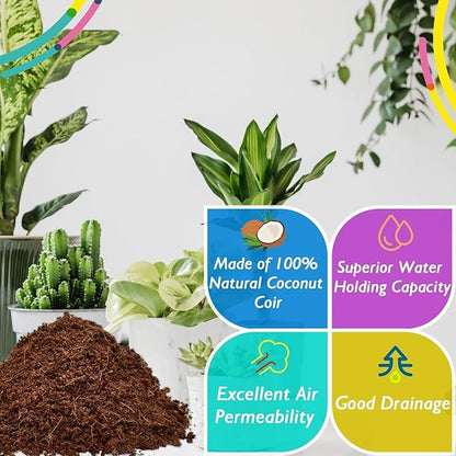 Halatool 6 Pcs Organic Coconut Coir Bricks for Plants, Compressed Coco Coir Brick Coconut Fiber Substrate with Low EC & pH Balance, High Expansion Coco Peat Seed Starter Garden Soil for Planting