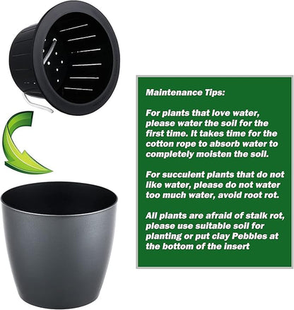 Planterhoma 6.7 Inch Self Watering Pots for Indoor Plants, 6 Packs African Violet Pots, Black Wick Pot with Drainage Holes, Self Watering Planters for Orchid, Devil's Ivy, Silver/Blue/Rose Gold