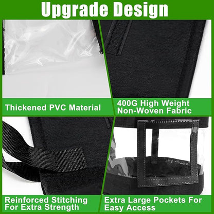 4 Pack 10 Gallon 360°Visible Potato Grow Bags,Heavy Duty Thickened Nonwoven Fabric Planter Bags with 2 Clear Harvest Windows&Removable Shading Cover,Reinforced Handles,Vegetable Grow Bags with Labels