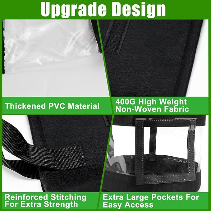 2 Pack 15 Gallon 360°Visible Potato Grow Bags,Heavy Duty Thickened Nonwoven Fabric Planter Bags with 2 Clear Harvest Windows&Removable Shading Cover,Reinforced Handles,Vegetable Grow Bags with Labels