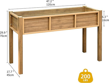 DWVO 48x18x30in Raised Garden Bed Kit, Poly Wood Planter Box Stand,Weather Resistant Planter Box with Legs, Elevated Garden Bed for Backyard, Patio, Balcony, Brown