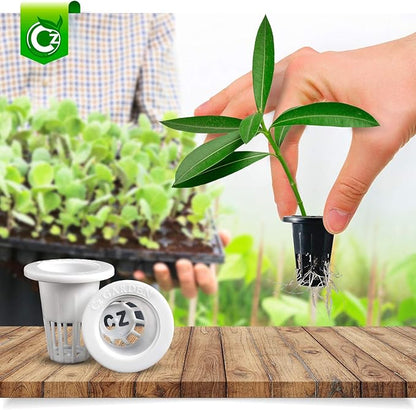 100 Pack - 1 inch Net Pots Cz All Star Round Heavy Duty Cups Wide Lip Design - Hydroponics Slotted Mesh
