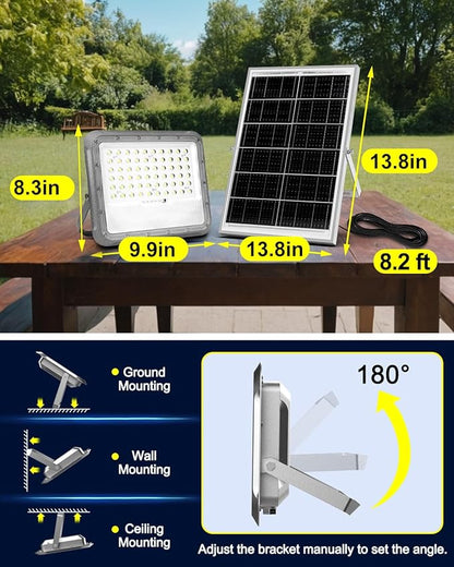 Solar Lights Outdoor Waterproof - Security Lights for Outside with Remote Control,Ultra Bright High Lumens, Aluminum Solar Powered Flood Lights Dusk to Dawn for Patio, Yard (15000MAH)