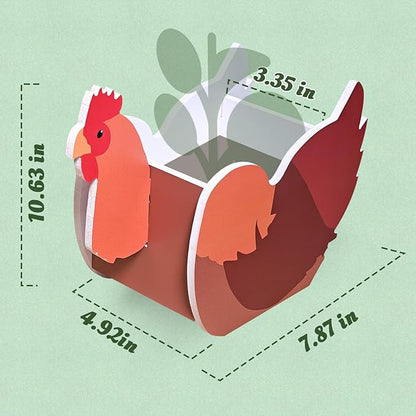 Hen Planter, Cute Animal Shape Flower Planters, Plant Pots for Indoor/Outdoor Garden Decor, Unique Gifts/Souvenirs for Pet Lovers (Hen 2D)