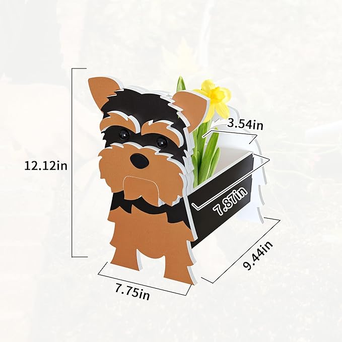 Yorkshire Dog Planter, Cute Animal Shape Flower Planters, Plant Pots for Indoor/Outdoor Garden Decor, Unique Gifts/Souvenirs for Pet Lovers