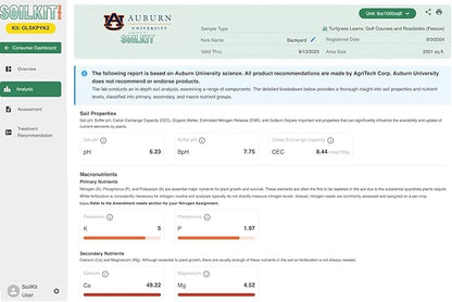 Soil Test Kit Powered by Auburn University | Alabama Resident | Discover Lawn, Garden and Food Plot Needs | Professional Custom Fertilizer Prescription for Your Yard or Garden Needs