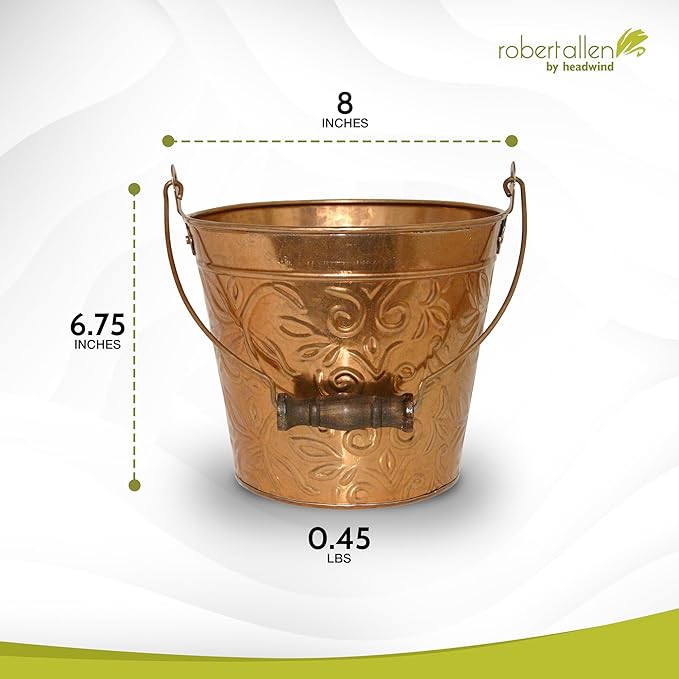 Headwind Vintage Collection - Floral New Penny Planter with Handles – 8 Inch Medium Flower Pots Decorative Plant Indoor – Plant Pots Indoor with Drainage by Robert Allen
