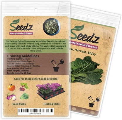 Organic Collard Greens Seeds, APPR. 125, Georgia Collard Greens, Heirloom Vegetable Seeds, Certified Organic, Non GMO, Non Hybrid, USA