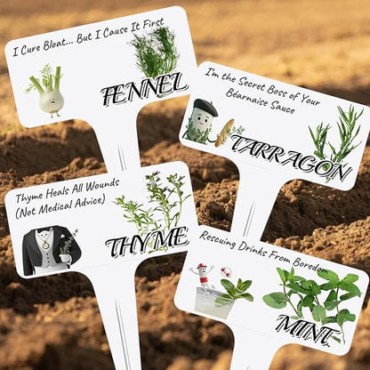 Whimsical Herb Character Garden Markers-13Pcs Garden Labels,Toddler Kids Gardening Set Accessories,Durable Waterproof Signs for Outdoor，Housewarming Gift for Plant Lovers