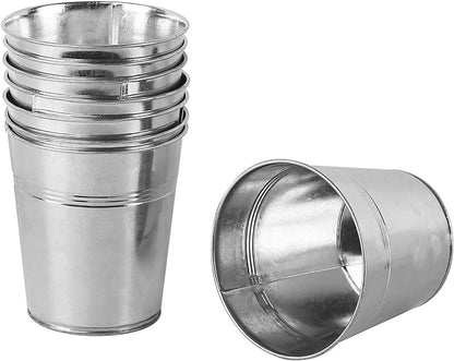 KINJOEK 16 Packs Galvanized Bucket Metal Planter, 4.72 x 4.72 x 3.54 Inch Round Flower Pot Plant Basket for Balconies, Gardens, Patios, Office, Parties and Weddings