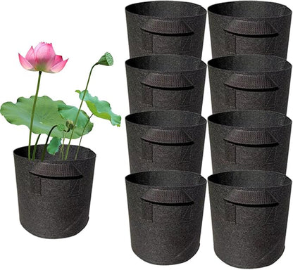 8Pack Lily Plant Pots for Pond, Thickened Nonwoven Plant Fabric Pots with Handles, Durable Breathe Reusable Fabric Plant Bags for Aquatic Plants, Potato, Carrot, Onion, Flower