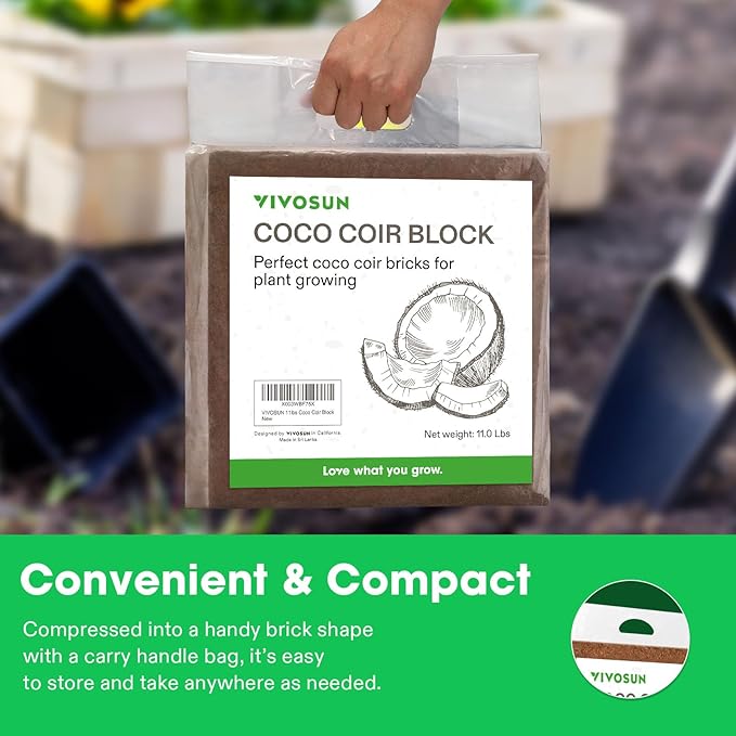 VIVOSUN Coco Coir Brick and Plant Food Nutrients Base A(4-0-1) & B(1-4-2) Bundle, All Purpose Liquid Fertilizer, Hydroponic Plant Food Supports Vegetative and Flowering Stages for Outdoor & I