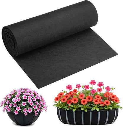 12x120 Inch Non Woven Flower Pot Liner Roll, Felt Planter Liner Roll, Fabric Planter Liners Rolls, Coco Liners Alternative Basket Planters lining for Planters Hanging Basket Window Box (12x120 Inch)