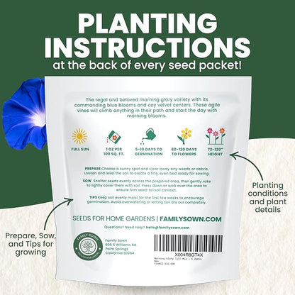Morning Glory Heavenly Blue – 750 Seeds for Planting – 2026 Season – 1 Ounce Pouch