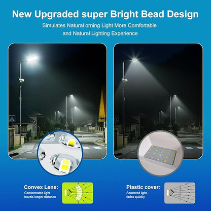 7000W Solar Street Lights Outdoor, Heavy Duty Solar Powered LED Flood Light Outside, Commercial Parking Lot Lighting Dusk to Dawn, 7000K Motion Sensor IP66 Waterproof for Garage,Swimming Pool, Pathway