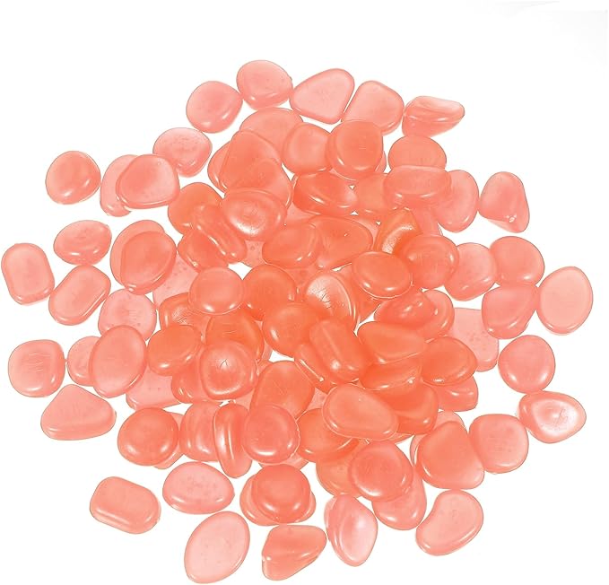 PATIKIL Glowing Stones, 300 Pcs Glow in The Dark Rocks for Indoor Outdoor Fish Tank Decorations Garden Yard Landscaping Gifts for Friends, Orange Red