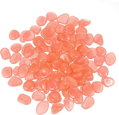 PATIKIL Glowing Stones, 300 Pcs Glow in The Dark Rocks for Indoor Outdoor Fish Tank Decorations Garden Yard Landscaping Gifts for Friends, Orange Red