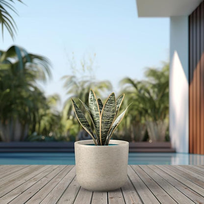 Kante Round Concrete Planter, 13.1 Inch Dia Classic-Style Large Pot with Drainage, Weathered Concrete Finish with Painted, for Indoor & Outdoor Plants, Home, Patio and Garden