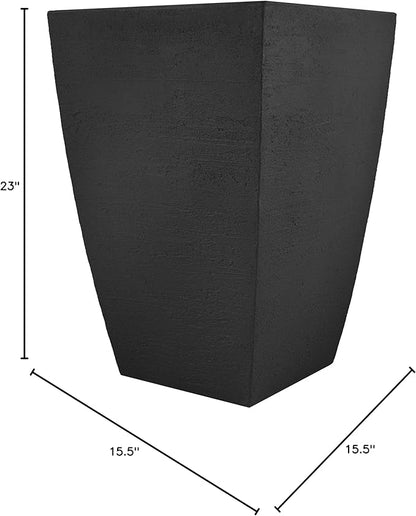 Tusco Products MSQT23BK Modern Square Garden Planter, 23-Inch, Black