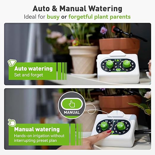 RAINPOINT Beginner-Friendly Automatic Plant Waterer Indoor for Pot Plant Adjustable Water Output,Battery Powered Outdoor IP54 Waterproof Easy-Setup Drip Irrigation System Device Kit Water 10-15 Plants