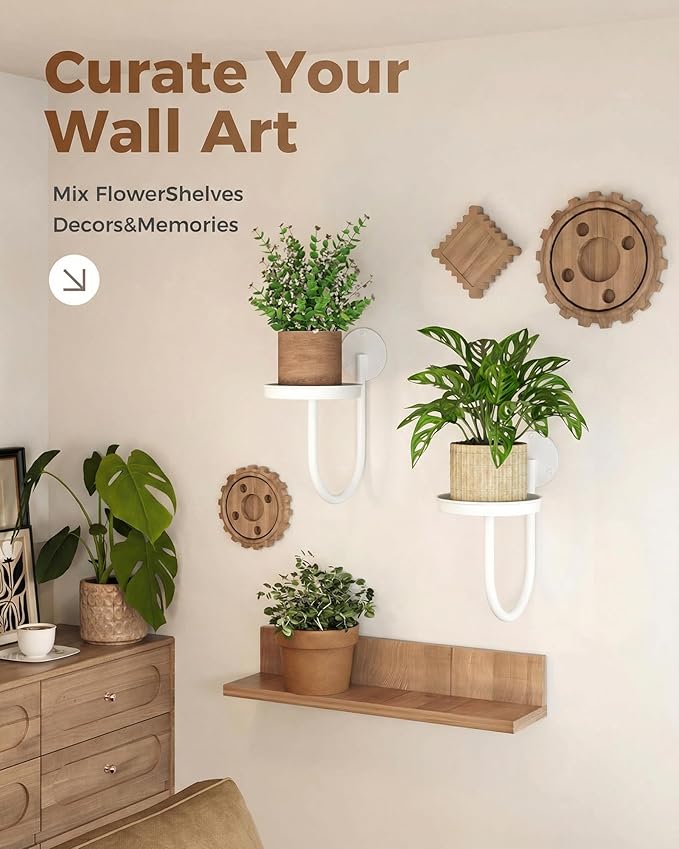 Leaf&lull Wall Plant Holder Planter with Wall Planters for Indoor Plants Plant Hanger Hanging Plant Holder Wall Hanging Decor 2 Pack White